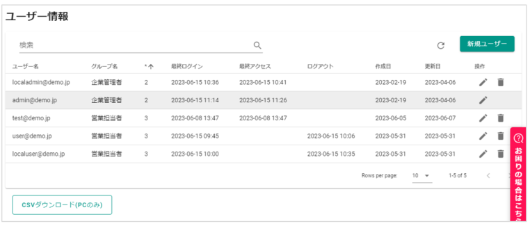 ユーザー一覧